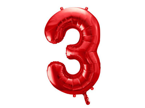 Picture of FOIL BALLOON NUMBER 3 RED 34 INCH